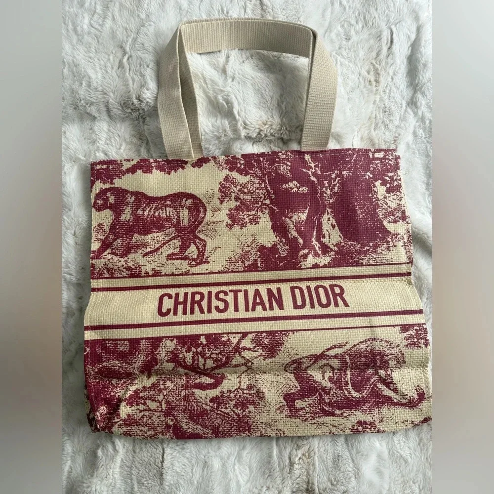 NWT CHRISTIAN DIOR Straw Dioriviera Tote Red ❤️ - Picture 5 of 9